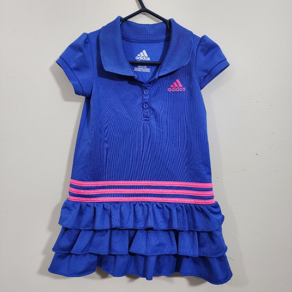 Adidas short sleeve polo shirt dress with ruffle hemline baby size 18 months